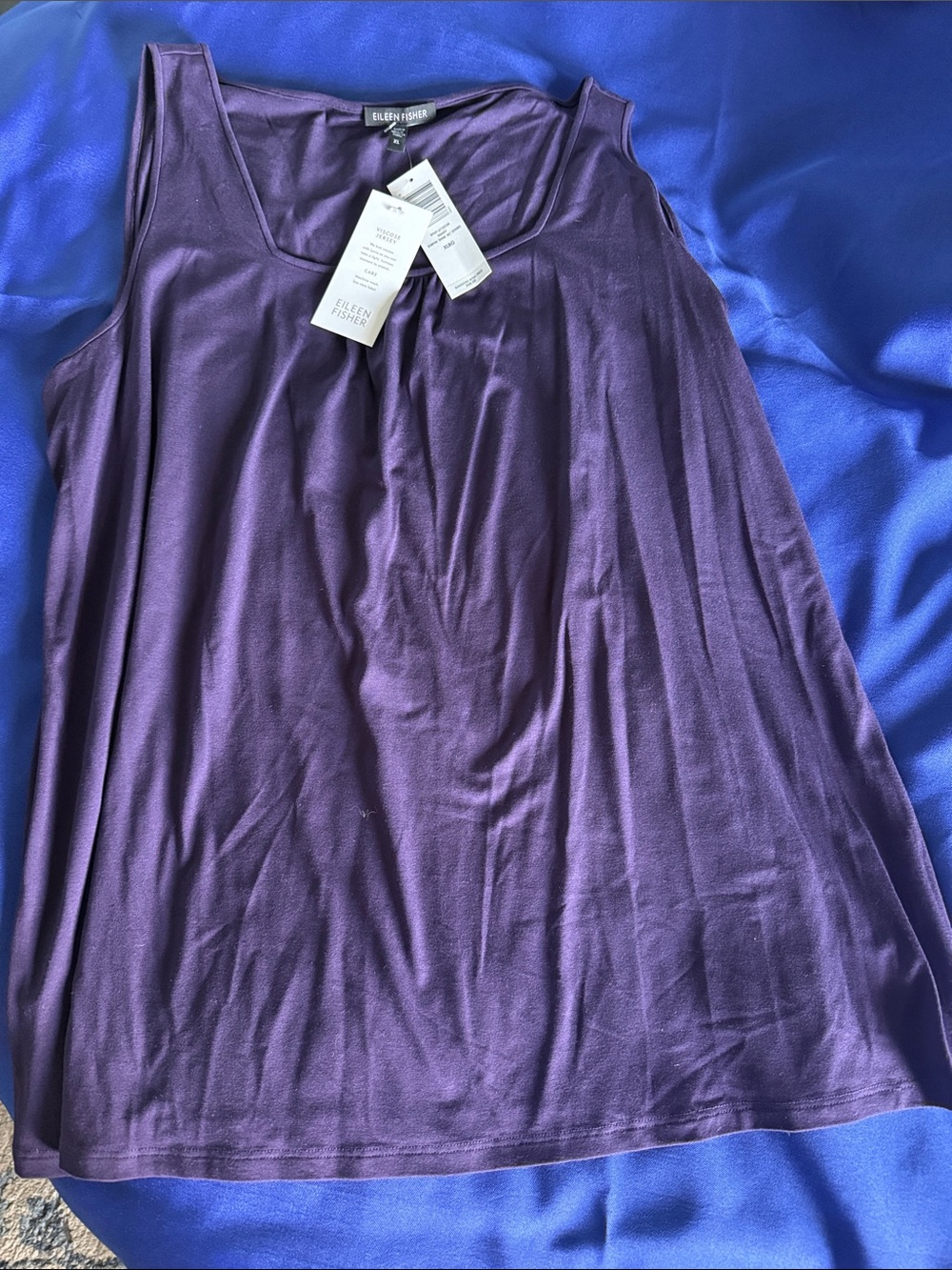 Eileen Fisher Deep Purple Scoop Neck Tank